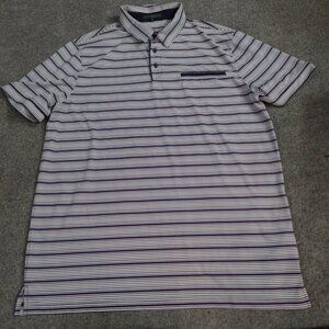 Extracurricular Polo Shirt Mens XL Blue Striped Pocket